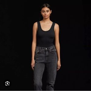 Nuuds Black Ribbed Tank Bodysuit